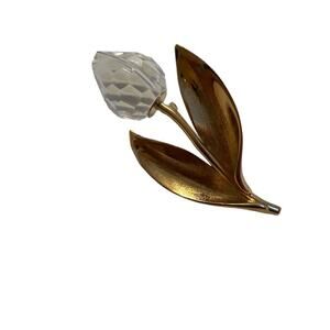 Swarovski Crystal Tulip Flower Brooch / Pin  signed  3"